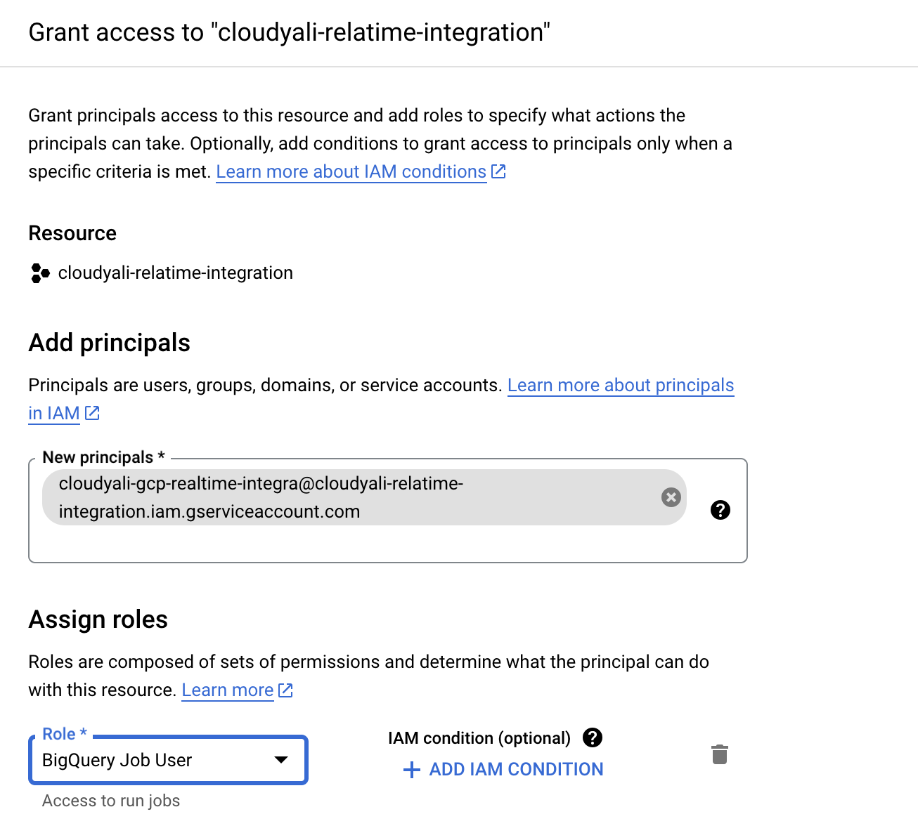 Bigquery Job User Role